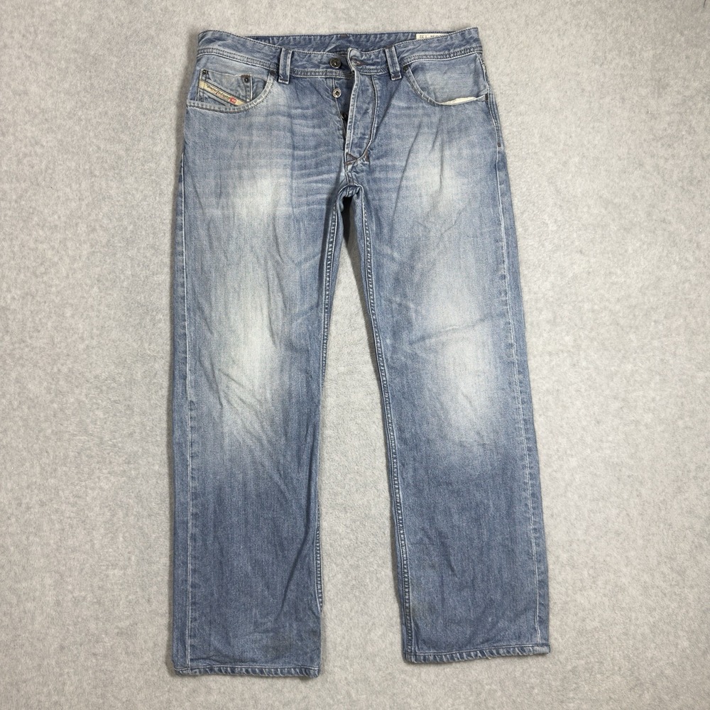 Diesel Larkee Jeans Mens 34x30 Blue Straight Leg Light Wash Faded 0R813